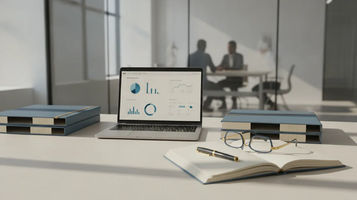 Customer risk review Analyst checking customer risk records beside a secure work desk
