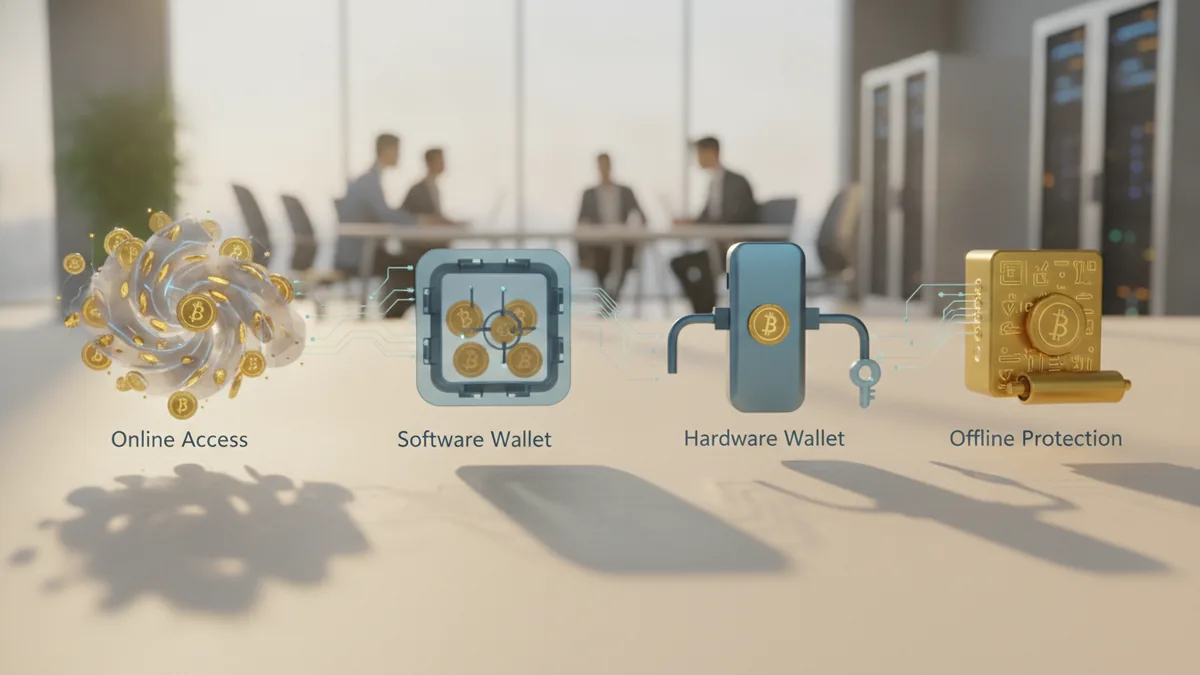 Comparison of custodial, non-custodial, hardware, and multi-currency wallet concepts