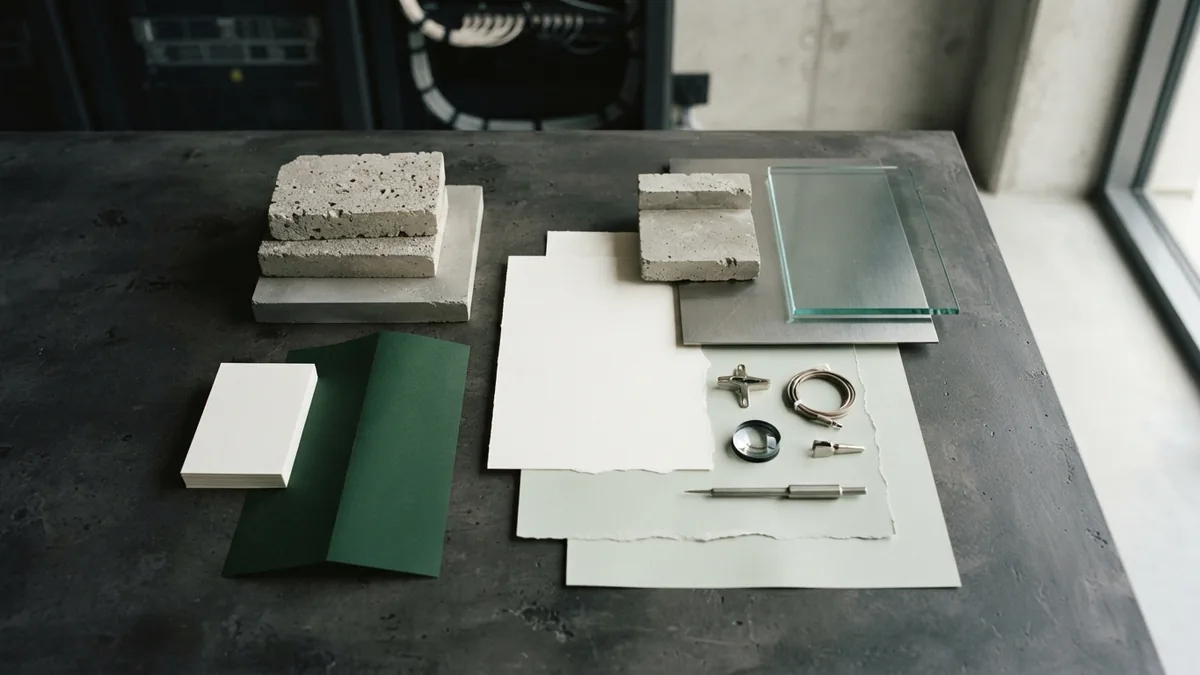 Material groups for staffing model types Steel, glass, concrete, and paper arranged in distinct groups for staffing model types