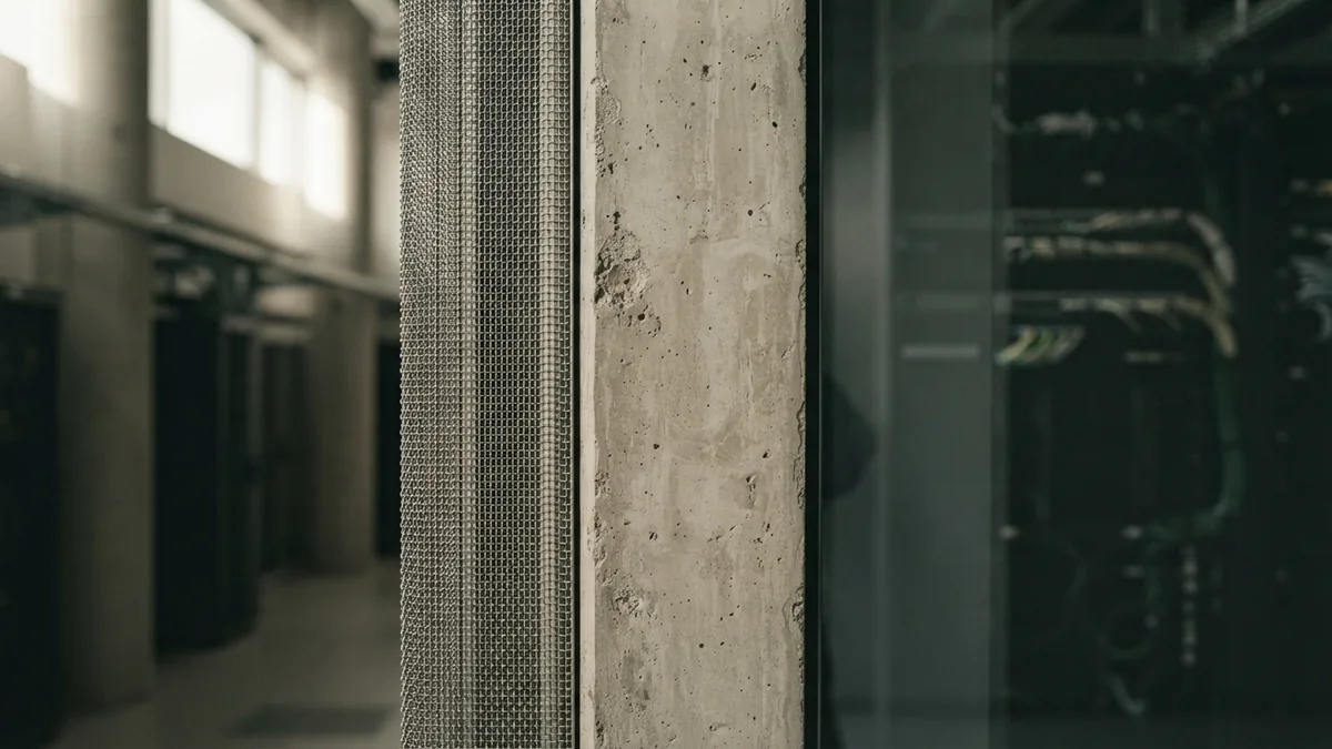 Contrasting materials for staffing risks Macro textures of steel, concrete, and glass representing staffing challenges and risks
